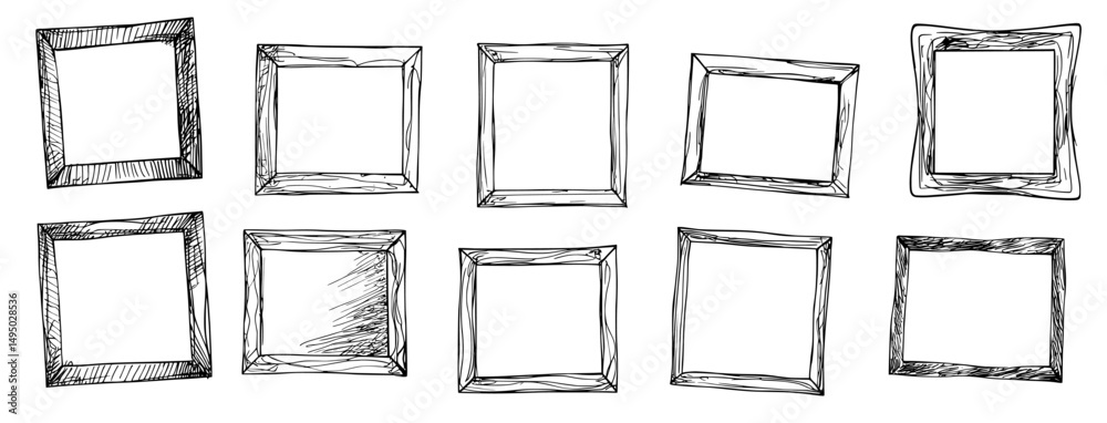 Poster hand drawn rectangle frames, a rectangle shape, and a scribble pencil square empty text box are all 