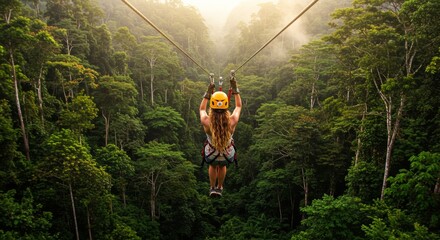 Zipline adventure extreme forest canopy travel activity vacation thrill outdoor challenge adrenaline rush sport