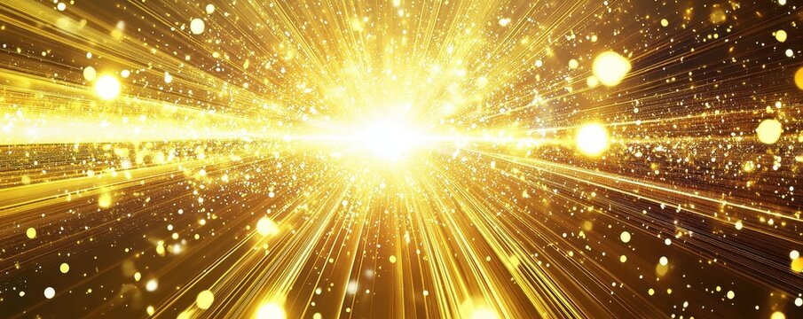 Radiant gold explosion radiating outward