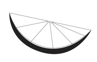 Lemon wedge 2D line object. Citrus fruit slice. Sour taste. Tangy flavor. Healthy food. Sliced garnish. Lemonade ingredient isolated clipart vector ink outline item. Monochrome spot illustration