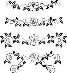 Elegant Black and White Floral Design Elements Set for Invitations