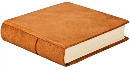 Elegant journal with textured brown leather cover and white paper pages