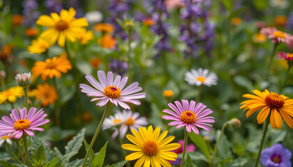 "Lush floral garden scenery as a vibrant natural backdrop for cover pages and banner designs", photo. isolated with white highlights
