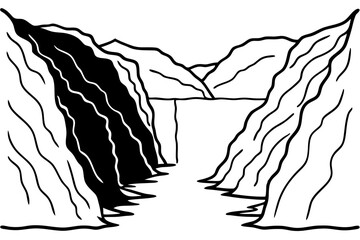 serene fjord with steep cliffs and calm water vector illustration