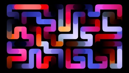 Fototapeta na wymiar abstract background of colorful neon maze, modern flat labyrinth wallpaper, multicolored gradient geometric stripes