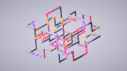 Fototapeta na wymiar 3d rendering, abstract tangled colorful tubes isolated on light background, modern multicolored wallpaper