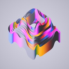 abstract multicolored gradient ribbon isolated on white background, modern 3d wallpaper