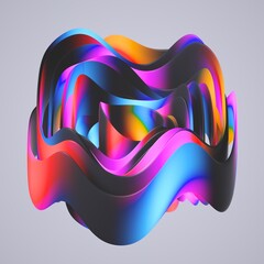 abstract multicolored ribbon knot isolated on neutral background, simple modern object, 3d render