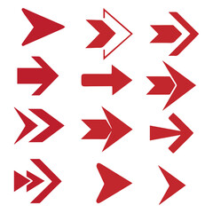 set of vector red arrows