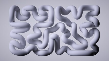 Fototapeta na wymiar 3d render, abstract minimalist background of intertwined white wavy lines. Simple wallpaper