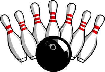 Bowling ball strike pin silhouette vector illustration isolated on a white background
