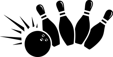 Bowling ball strike pin silhouette vector illustration isolated on a white background
