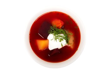 Bowl of borscht with sour cream