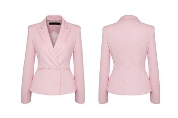 Light pink lady Suit front and back set isolated on transparent or white background, png