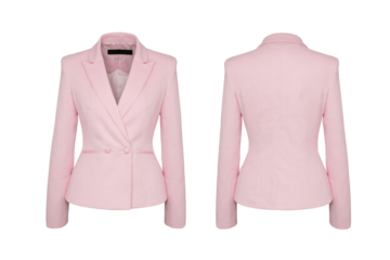 Light pink lady Suit front and back set isolated on transparent or white background, png