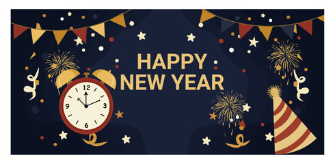 Cheerful  Happy New Year Banner Illustrations with Varied Festive Designs-02