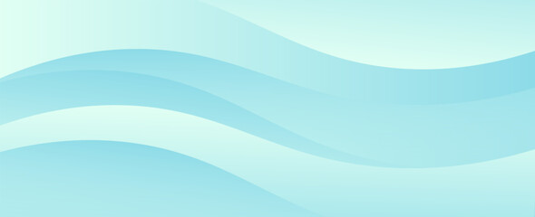 Obraz premium Minimalist banner background. Green and blue gradient. Wave background. Simple design. Vector