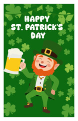 Cheerful St. Patrick's Day Vector Card Collection - Leprechauns, Pots of Gold & Shamrocks-02