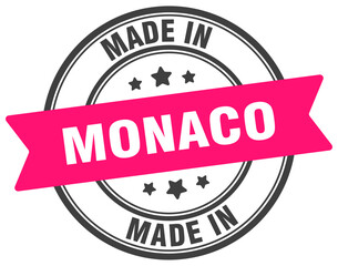 Made in Monaco round sign. Made in Monaco stamp.