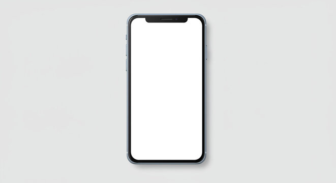 Smartphone with Blank Screen: An elegant, modern smartphone with a blank screen offers a sleek design for showcasing your app or message. Its clean lines and subtle design.