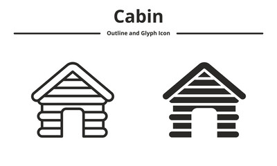 cabin icon pack with style outline and glyph