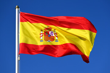 Close-up of the national flag of Spain