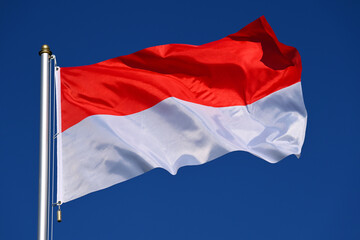 Close-up of the national flag of Indonesia