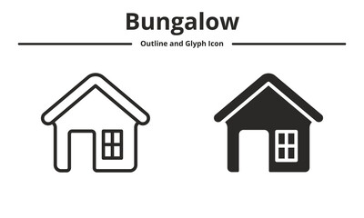 bungalow icon pack with style outline and glyph
