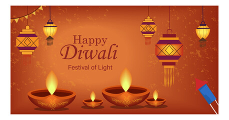 Happy Diwali Festival of Light Vector Banner Collection - Illustrations-01