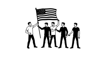 business man with flag, silhouette, people, vector, business, woman, illustration, black, evolution, businessman, men, silhouettes, person, art, group, shopping, outline, couple, team, set, walking, f