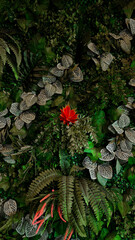 Group background of dark green tropical leaves. Green leaves pattern background. Green leaf texture,