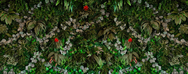 Group background of dark green tropical leaves. Green leaves pattern background. Green leaf texture,