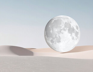 Abstract surreali image of a moon in desert