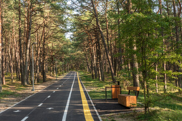 Newly paved bike and pedestrian pathway in Juodkrante, Lithuania