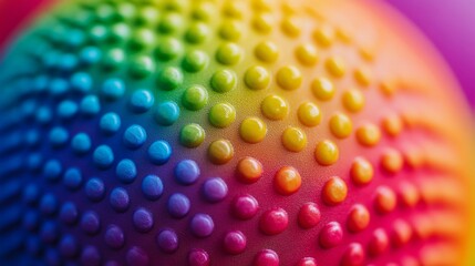 Close-Up View of Vibrant Therapy Ball with Colorful Texture