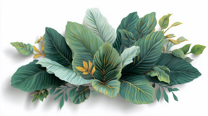 Fototapeta premium Fantasy tropical plant design for wall sticker decor, isolated with shadows