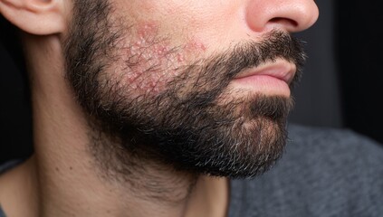 Obraz premium Skin irritation from an ingrown beard hair, leading to redness and tenderness.