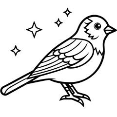 Enchanted Sparrow line art vector