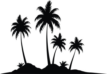 Silhouette of Palm Trees on a Tropical Beach Vector Silhouette 