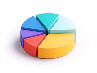 Obraz premium Flat vector pie chart with one segment highlighted, focus analysis concept, white background
