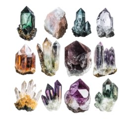 Collection of Crystals on transparent background