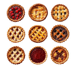 Collection of Pie Types on transparent background