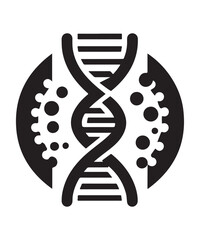 Dna Flat genetic icon vector flat black trendy style vector on white background.