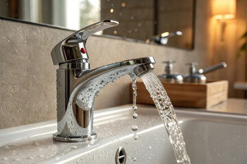 water flowing from faucet