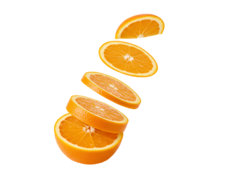 orange slices flying PNG. Orange fruit sliced png. citrus fruit orange scattered isolated. oranges png