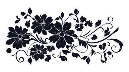 Vector floral Illustrations on white background. Floral background, flowers on isolated white background. Beautiful graphic with a black  plant ornament on an isolated background. 