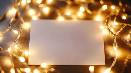 Blank White Paper Surrounded by Glowing Neon Lights on Dark Background