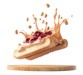 Peanut butter and jelly sandwich on transparent background