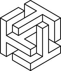 Cube logo, geometric vector design. Monochrome box logotype company, trendy techno emblem in isometric line style.