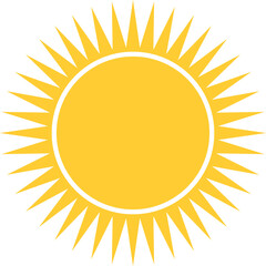 Bright and cheerful sun icon. A simple, flat design conveying warmth, energy, and optimism. Ideal for weather forecasts, summer promotions, and positive messaging.